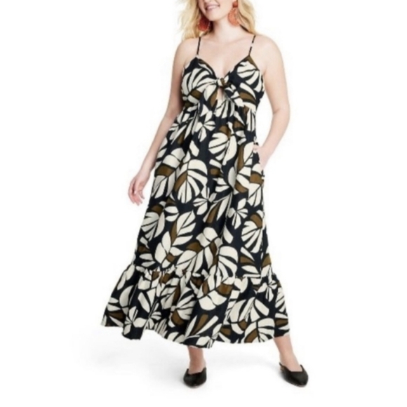 Tabitha Botanical Safari Smocked Maxi Dress Women's Size Medium - Picture 1 of 15